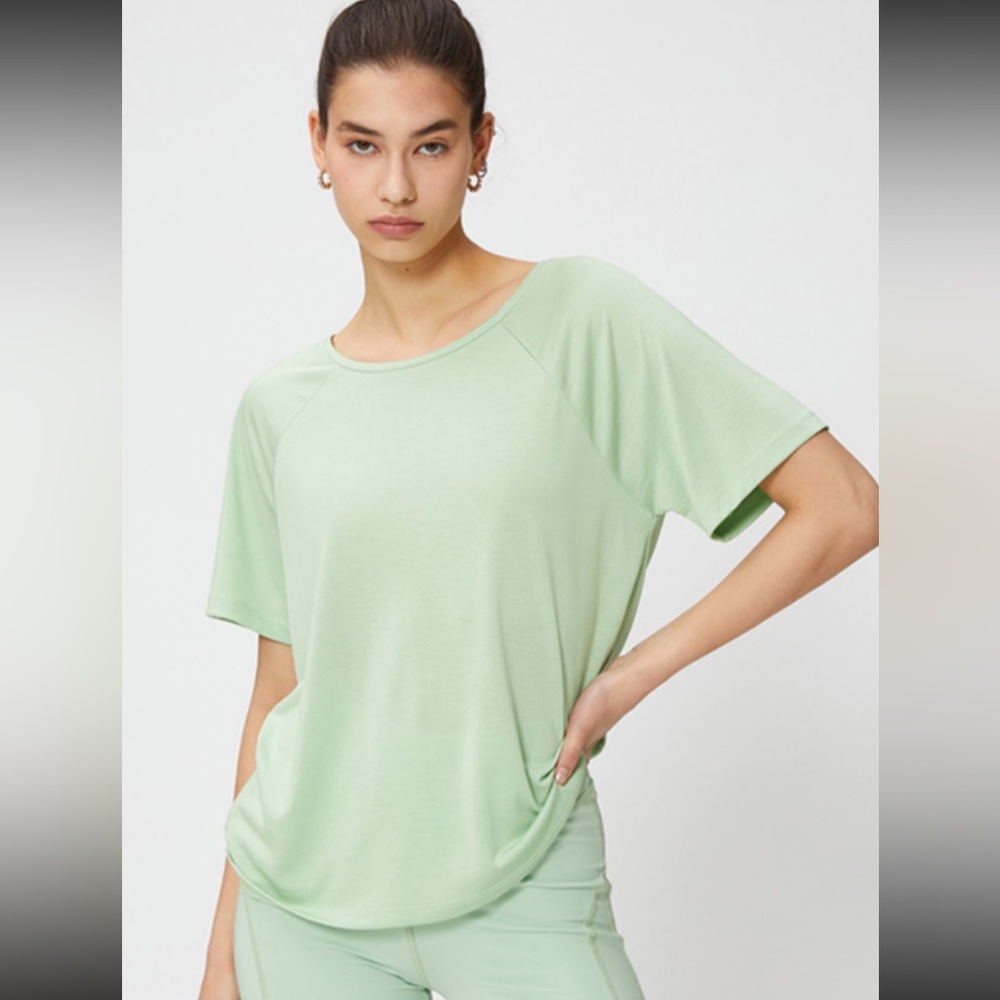 Mono B Light Green Short Sleeve Top - Size 1X